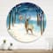 Designart - Winter Landscape With Deers - Traditional Metal Circle Wall Art